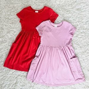 Hanna Andersson Red and Pink Casual Kids Dresses with pockets 6-7 bundle
